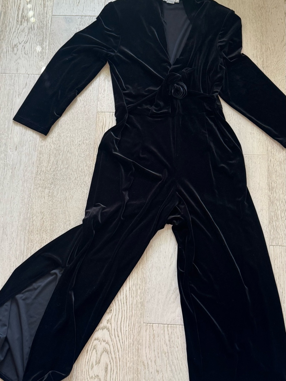Vintage Dressbarn black velvet formal jumpsuit.